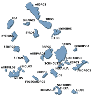Cyclades Greece Map